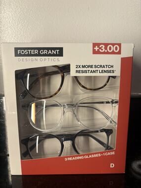Foster Grant Reading 3 Pack- Glasses +3.00 Scratch Resistant 1 Case Costco